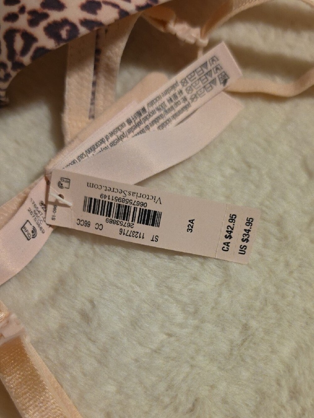 NWT Victoria's Secret Pink Leopard Print 32A Bra LIGHTLY LINED - Picture 3 of 14